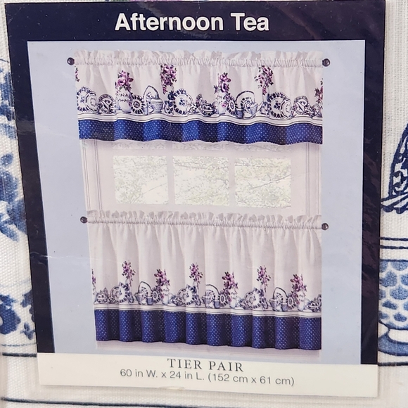 Kitchen Curtain Set Afternoon Tea Richloom Home Cottagecore Farmhouse - Picture 2 of 8